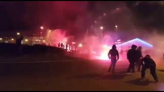 Hooligan riot - Lyon vs. Roma (Olympique Lyon vs. AS Roma 09.03.17)