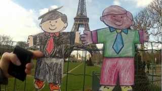 Flat Stanley Runs Into His Cousin From Brooklyn at the Eiffel Tower