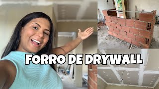 REBAIXAMOS O TETO DE DRYWALL+  COMEÇAMOS A FAZER A ILHA DA COZINHA *ta ficando lindo*