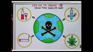 international day against drugs abuse poster/anti drugs day poster drawing/lahari virudh dina chart