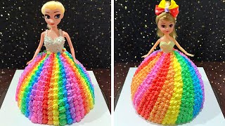 Beautiful Rainbow Doll Cake Decorating Tutorials for Birthday | Homemade Elsa Cake Decorating Ideas