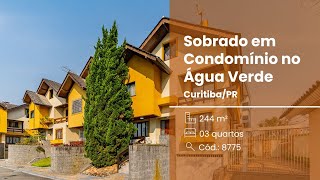 Sobrado em Condomínio, 03 Quartos, 05 Vagas, Churrasqueira Carvão, Água Verde, Curitiba.