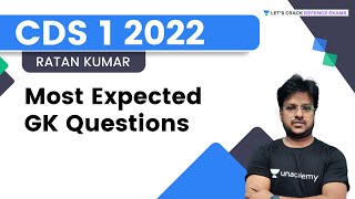 Most Expected GK Questions | CDS 1 2022 | Let's crack Defense Exam | Ratan Kumar