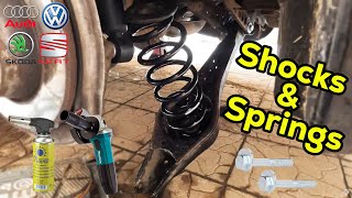 How To Change Rear Shocks And Springs | Dealing With Rusty Bolts VW,Audi,Skoda,Seat