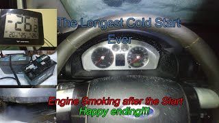 Longest Cold Start Ever. Engine Cold Start Problem. Black smoke. Winter (Ford Galaxy 1.9 TDI PD)