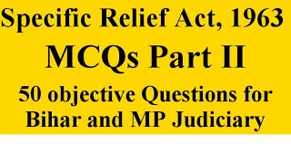 Specific Relief Act, 1963 Objective Question || Specific Relief Act, 1963 MCQs || SRA MCQ (Part 2nd)