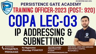 COPA LEC-3 | IP ADDRESSING AND SUBNETTING | Training Officer 2023