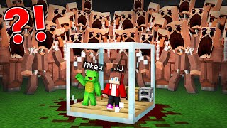 JJ and Mikey GLASS Bunker vs SCARY VILLAGERS Doomsday Survive Battle in Minecraft - Maizen