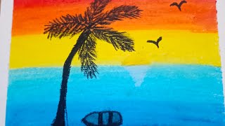 beautiful nature oil pastel painting tutorial | beautiful scenery | Chhota Rashoighar | oil pastel |