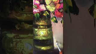 Painting with flowers in knife oil color by Ion Voineagu