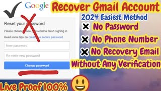 New | google account recovery How to recover gmail account without phone number and recovery email