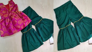 Baby Angrakha Kurti Cutting And Stitching | 2-3 Year Baby Sharara Cutting & Stitching | DIY sharara