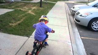 Christian can ride is bike on his own very well and he is fast!!