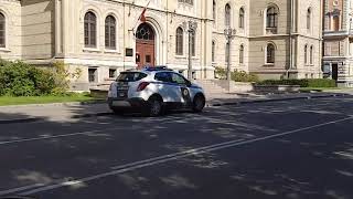 Latvian police car in blue lights(IN RIGA)