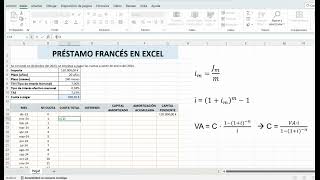 Préstamo francés con interés fijo en Excel