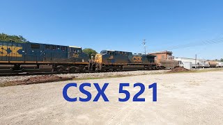 CSX 521 in Athens with One Pulling, Two in the Middle