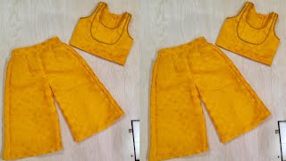 Baby Top With Palazzo Pant Cutting & Stitching For 1Year  | Baby Palazzo Pant Cutting & Stitching