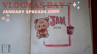 January Spreads 2023 ~ Vlogmas Day 7