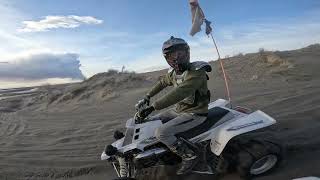 Flying Down Moses Sand Dune's Beach On My LTZ400, With My Buddy On His Banshee.