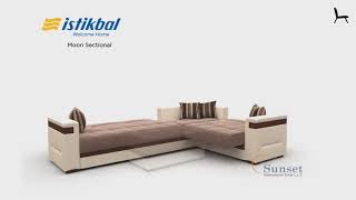 Moon Fabric/PU L-Shaped Sectional Sofa, Platin Mustard by Istikbal