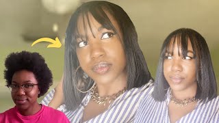 DIY: SHORT BLUNT CUT BOB AND FRINGE BANGS SEW IN WEAVE TUTORIAL | MY FIRST TIME DOING MY OWN SEW IN