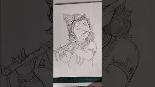 krishna playing flute drawing  #pencildrawing #krishnaarts #shortfeed