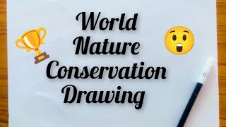 world nature conservation day drawing/nature conservation day poster drawing/save nature drawing