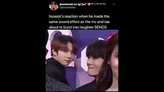 Hobi's reaction 😅 meanwhile tae about to burst into laughter 🤣🤣