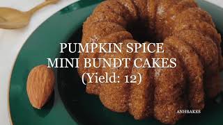 Pumpkin Spice Mini Bundt Cakes (Yield: 12). Perfect recipe for Fall/Autumn