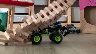 Monster Truck: Twisted Jenga Tower Demolition #monstertruck #monsterjam #jenga  #lego #legotruck