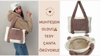 HER DETAYIYLA BAYILACAKSINIZ!🫠TEDY ÇANTA ÖRÜYORUZ🧸ASTAR ANLATIMLI ÖRGÜ ÇANTA🤎KIŞLIK ÇANTA