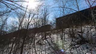 CSX I132 with UP Power in the Snowy Woods of Pendleton, IN