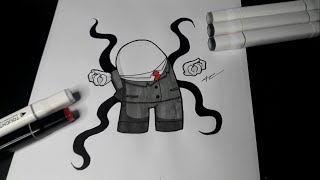 White Crewmate + Slenderman😲😲😲 Awesome Speed Drawing : For Kids