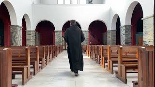 Brother Joel, a Benedictine Monk sings the Gospel Reading for Passion Sunday at Glenstal Abbey.