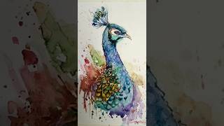 Peacock in watercolor #watercolor #artstyle #artshortsvideo #shortfeed