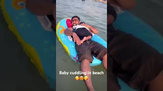 First experience in sea Super Dad & baby cuddling in floater#usure nee thane #shortsfeed