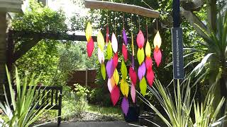 Waterfall Leaves Glass Wind Chime, Grapevine