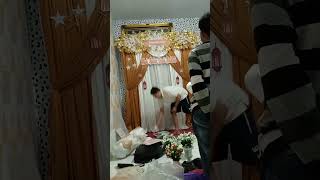 pemasangan dekorasi Aqiqah gold putih #dekorasi #aqiqah