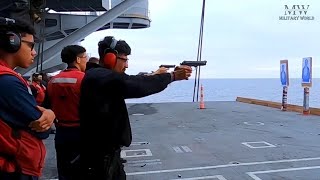 USS Nimitz Conducts M9 Pistol Qualification in the Pacific