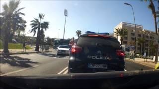 Tourist gets a ticking off from the Policia for jaywalking in Tenerife