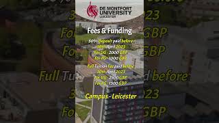 De Montfort University Open for Sep 23 Intake #studyabroad #abroadstudy #shorts #studyinuk