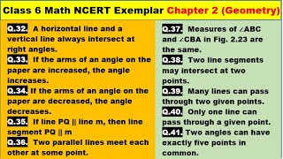 Class 6 Math Ch-2 Q 32 to Q 41 Math NCERT Exemplar Solution|MATH|NCERT|Geometry|CBSE|Chapter 2|NCERT