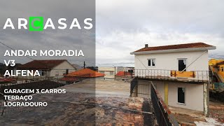 Andar Moradia T3 com garagem fechada, terraço e terreno em Alfena, Valongo