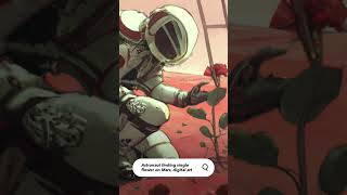 Asking AI for astronaut finding single flower on Mars. #ai #art # short