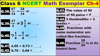 Class 6 Math Ch-4 Q 38 to 46 Math NCERT Exemplar Solution|MATH|NCERT|Fractions and Decimals|CBSE|Ch4