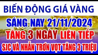 Giá vàng hôm nay 21/11/2024: tăng 3 ngày liên tiếp, SJC và nhẫn trơn vọt tăng 3 triệu