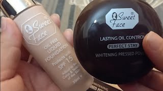 Sweet Face oil free liquid foundation and compact powder ||Review