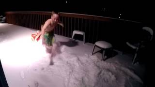 Rolling in the snow and back into the hot tub