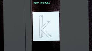 How to draw 3d letter 'k' | Easy 3d letter drawing |#shorts