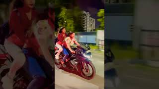 Cute And Beautiful 2 girls Ride Yamaha YZF R15 V3